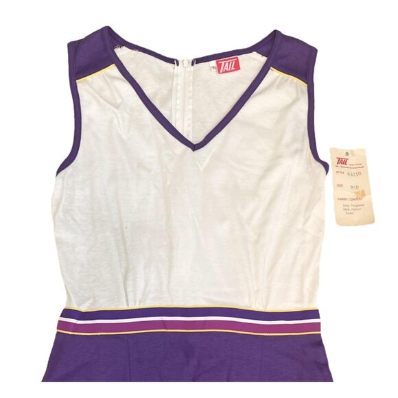 NOS Vintage TAIL Tennis Dress Purple White Zip Back Small Made in USA - Picture 2 of 7